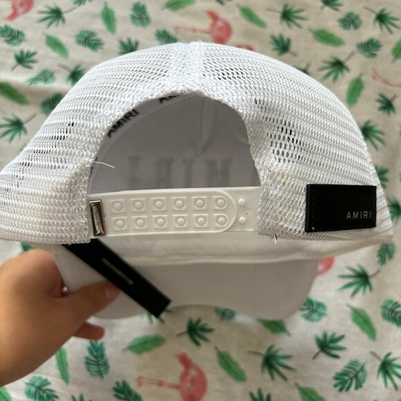 Amiri Paint Drip Core Logo Trucker Cap In White - 40% Off  Amiri White Paint Drip Core Logo Hat